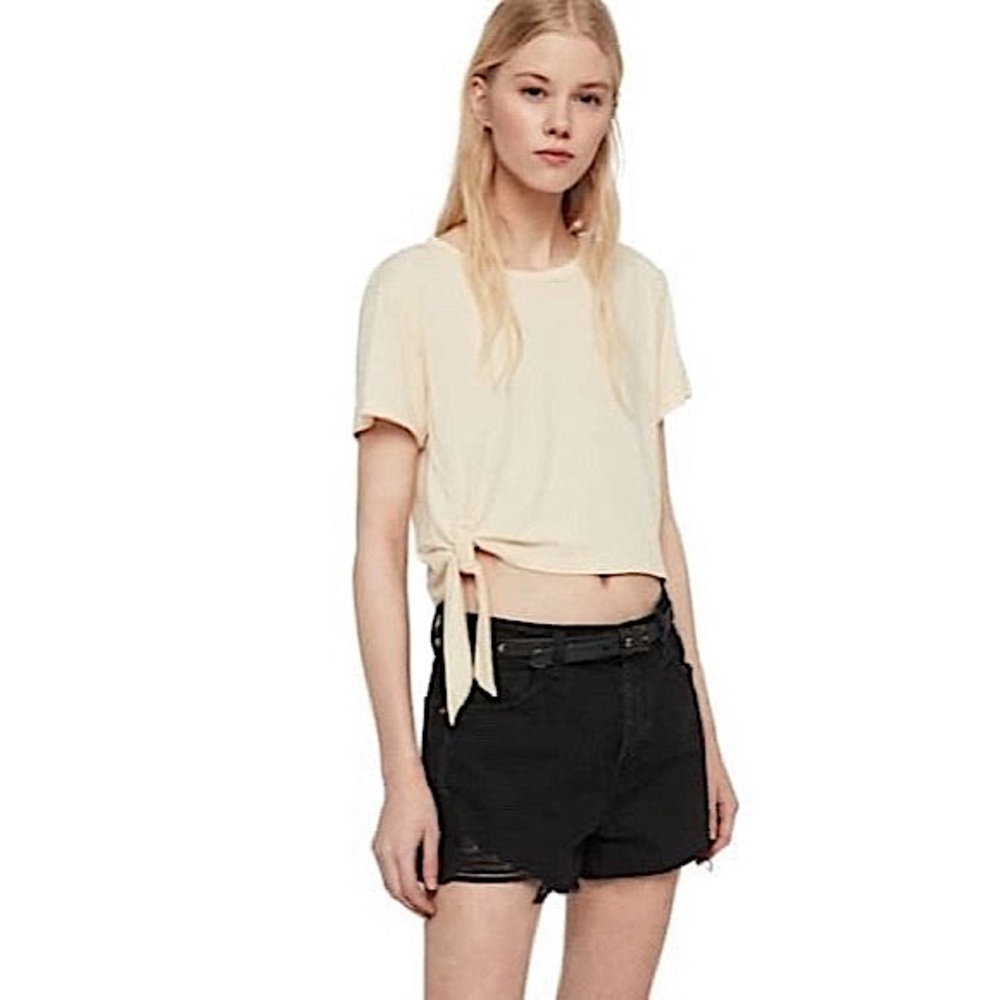 NWT All Saints Side Tie Crop T-Shirt Size Medium